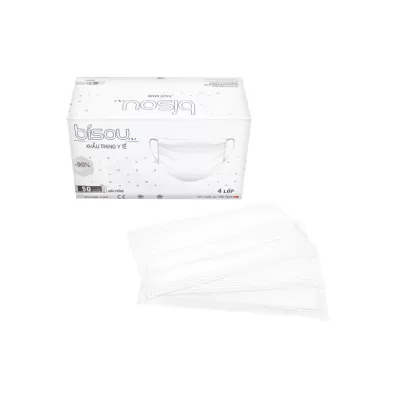 Khẩu Trang Y Tế 4 Lớp Bisou Trắng